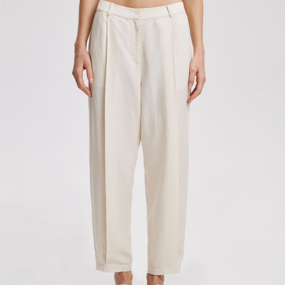 Linen-Blend Tapered Pants
